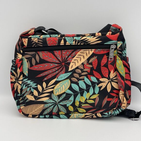 YUESITEBAGS TROPICAL FLORAL NYLON WATER RESISTANT LG CAPACITY CROSSBODY BAG - Picture 6 of 12